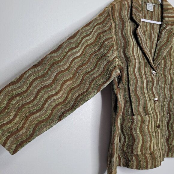 Parsley & Sage green brown groovy quirky button front plus size jacket 3x - Picture 3 of 8